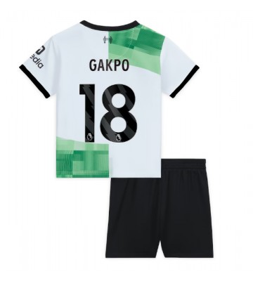 Liverpool Cody Gakpo #18 Vieras Pelipaita Lasten 2023-24 Lyhyet Hihat (+ Lyhyet housut)